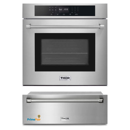 Thor Kitchen 2-Piece Pro Appliance Package - 30-Inch Electric Wall Oven & Warming Drawer in Stainless Steel