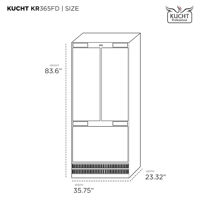 Kucht 4-Piece Appliance Package - 30-Inch Dual Fuel Range, 36-Inch Panel Ready Refrigerator, Wall Mount Hood, & Panel Ready Dishwasher