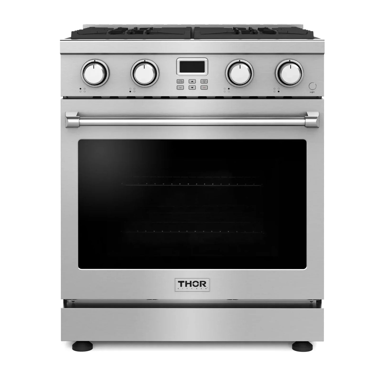 Thor Kitchen 4-Piece Appliance Package - 30-Inch Gas Range, Under Cabinet Range Hood, Refrigerator, and Dishwasher in Stainless Steel
