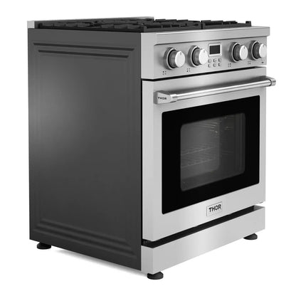 Thor Kitchen 4-Piece Appliance Package - 30-Inch Gas Range, Under Cabinet Range Hood, Refrigerator, and Dishwasher in Stainless Steel