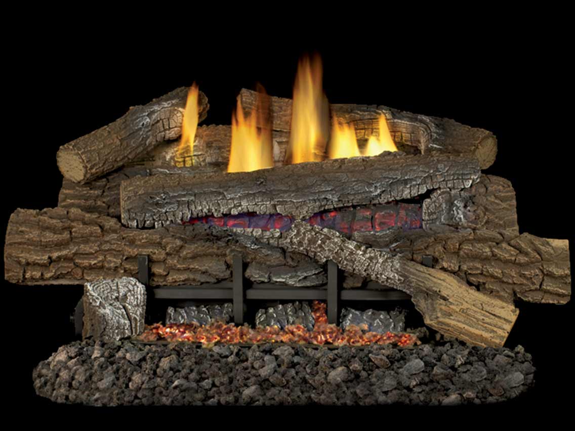 Superior Fireplace Boulder Mountain Vent-Free Gas Logs | Glo-Ramp | Front-View