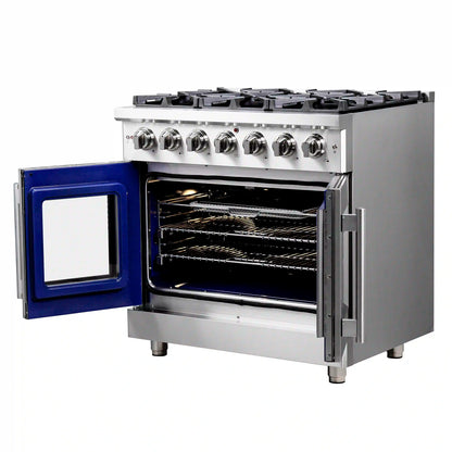 Forno Massimo 36-Inch Freestanding French Door Gas Range in Stainless Steel (FFSGS6439-36)