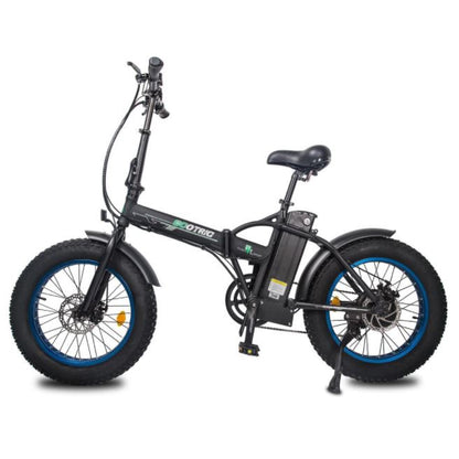 Ecotric 48V Fat Tire Portable and Folding Electric Bike with LCD display-Black and Blue - FAT20S900-MBL