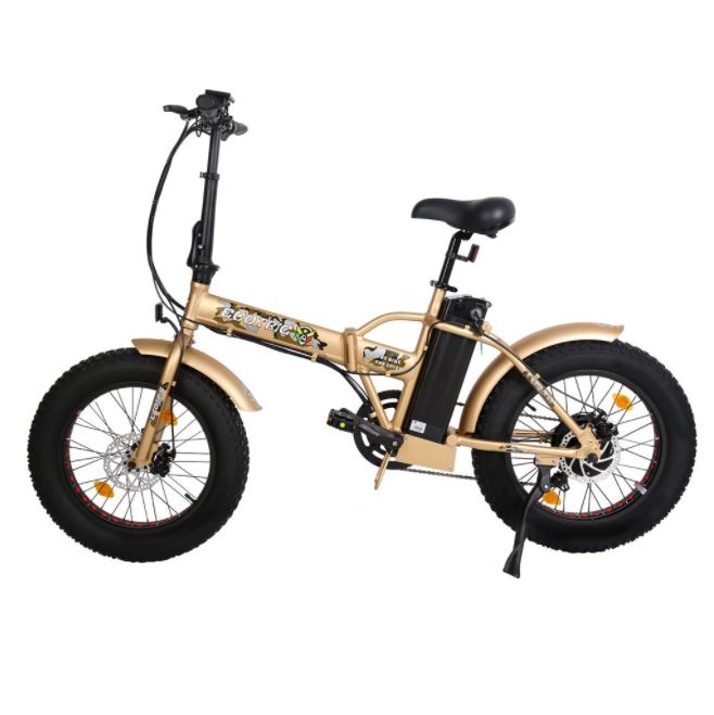 Ecotric 48V Gold Portable and Folding Fat Ebike with LCD Display - FAT20810-CM