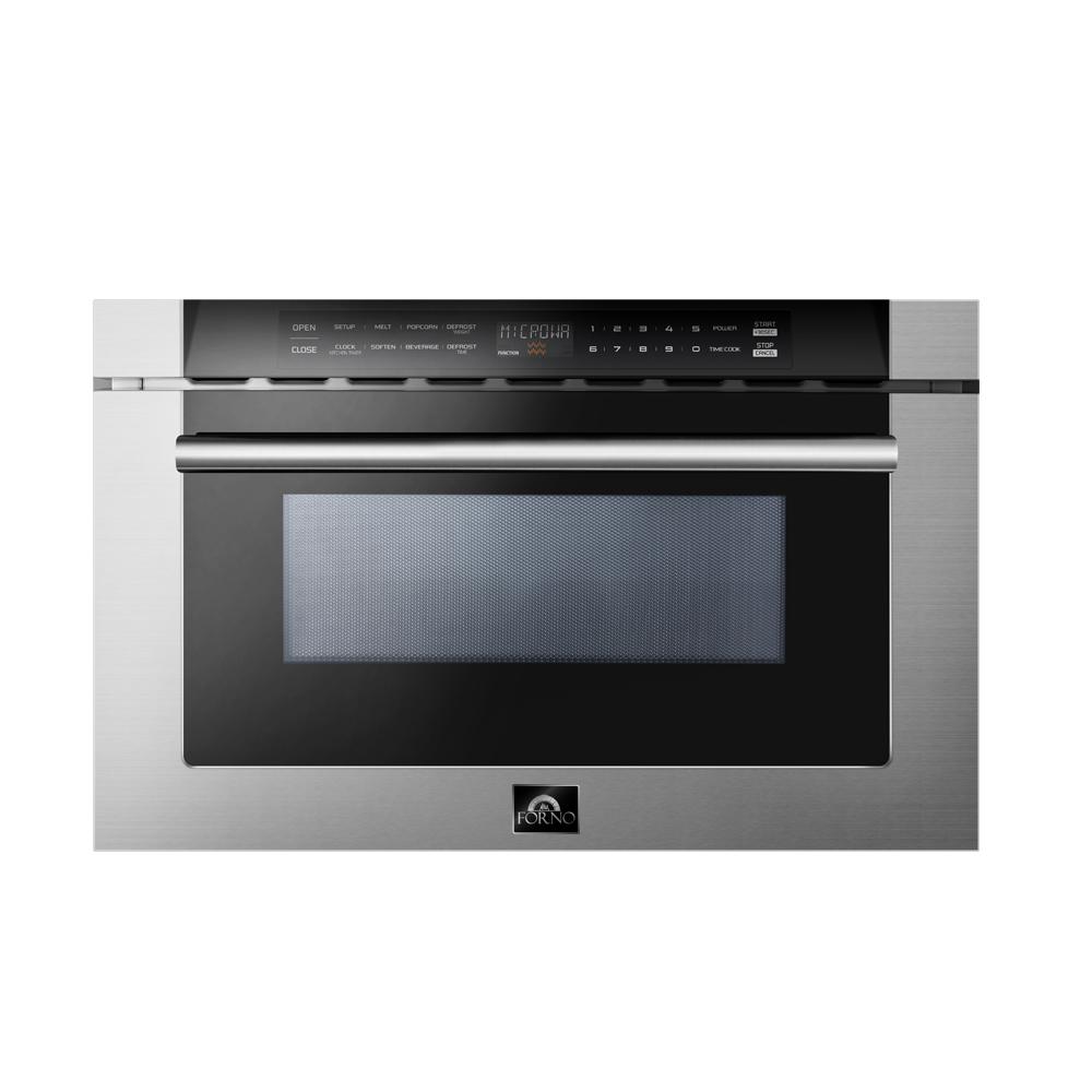 Forno 4-Piece Appliance Package - 30-Inch Gas Range, Refrigerator with Water Dispenser, Microwave Drawer, & 3-Rack Dishwasher in Stainless Steel