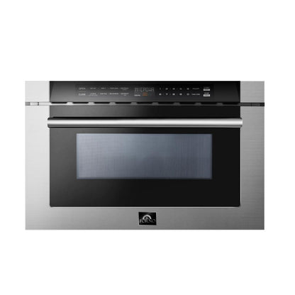 Forno 4-Piece Appliance Package - 30-Inch Gas Range, 56-Inch Pro-Style Refrigerator, Microwave Drawer, & 3-Rack Dishwasher in Stainless Steel