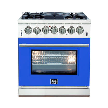 FORNO Fratta - Titanium Professional 30" Freestanding Dual Fuel 240V Electric Colored Door Oven Range FFSGS6187-30WHT
