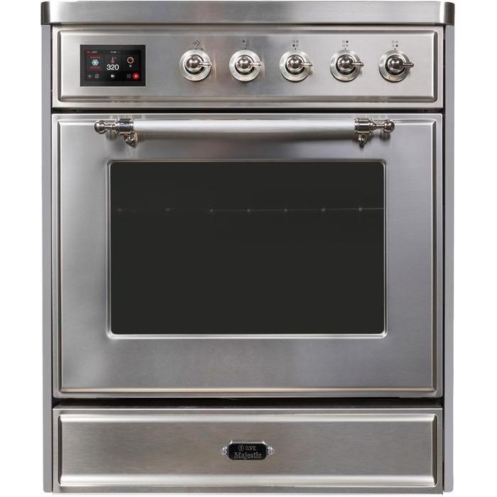 ILVE 30" Majestic II Series Freestanding Electric Single Oven Range with 4 Elements, Triple Glass Cool Door, Convection Oven, TFT Oven Control Display and Child Lock (UMI30NE3)