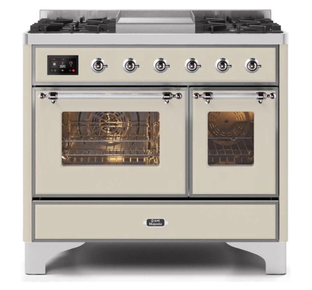 ILVE 40 Inch Majestic II Series Natural Gas/ Propane Gas Burner and Electric Oven with 6 Sealed Burners (UMD10FDNS3)