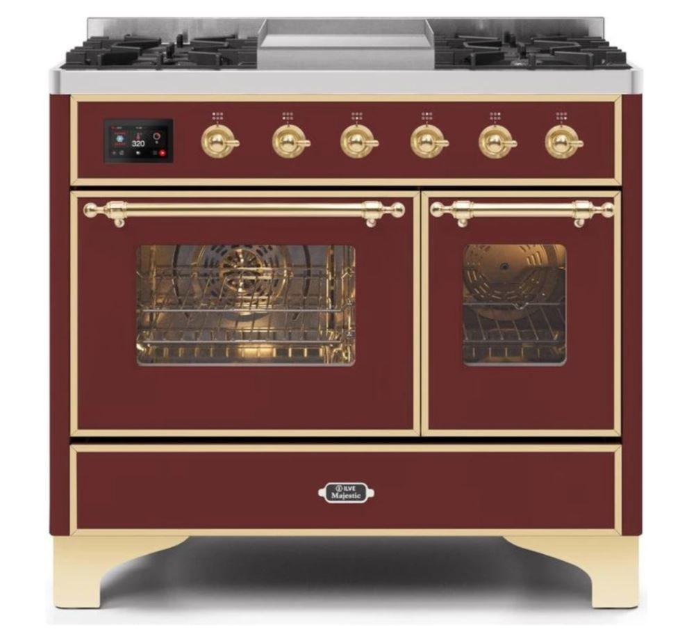 ILVE 40 Inch Majestic II Series Natural Gas/ Propane Gas Burner and Electric Oven with 6 Sealed Burners (UMD10FDNS3)