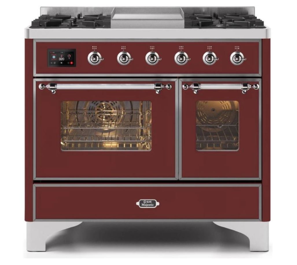 ILVE 40 Inch Majestic II Series Natural Gas/ Propane Gas Burner and Electric Oven with 6 Sealed Burners (UMD10FDNS3)