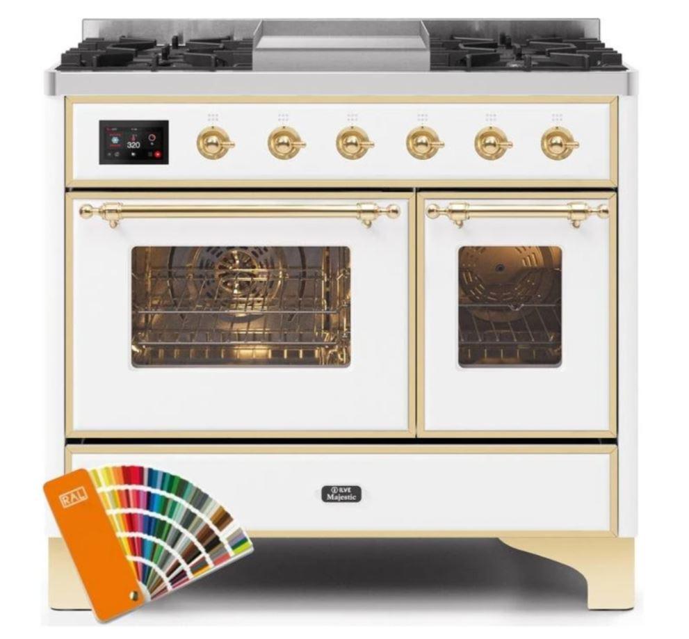 ILVE 40 Inch Majestic II Series Natural Gas/ Propane Gas Burner and Electric Oven with 6 Sealed Burners (UMD10FDNS3)