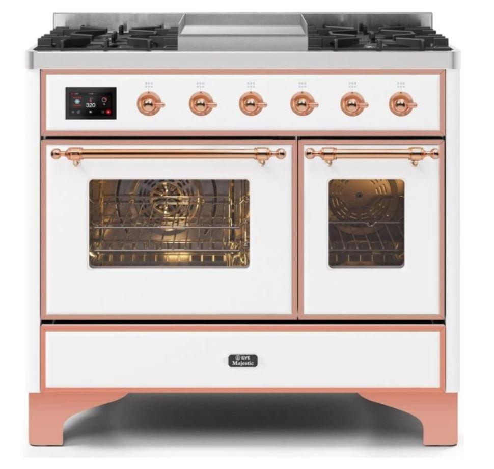 ILVE 40 Inch Majestic II Series Natural Gas/ Propane Gas Burner and Electric Oven with 6 Sealed Burners (UMD10FDNS3)