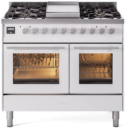 ILVE Professional Plus II 40-Inch Freestanding Dual Fuel Range with 6 Sealed Burner - UPD40FWMP