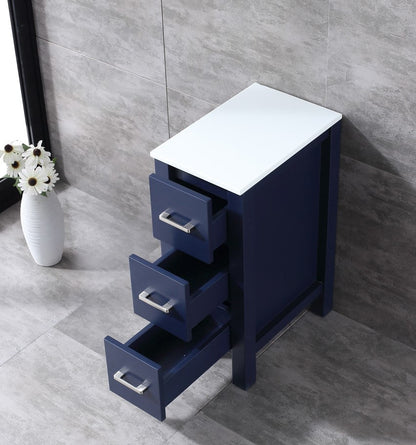 Lexora Volez 12" Navy Blue Side Cabinet, Phoenix Stone Top LV281712EFSSCB