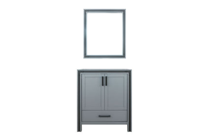 Lexora Ziva 30" Dark Grey Single Vanity, no Top and 28" Mirror LZV352230SB00M28