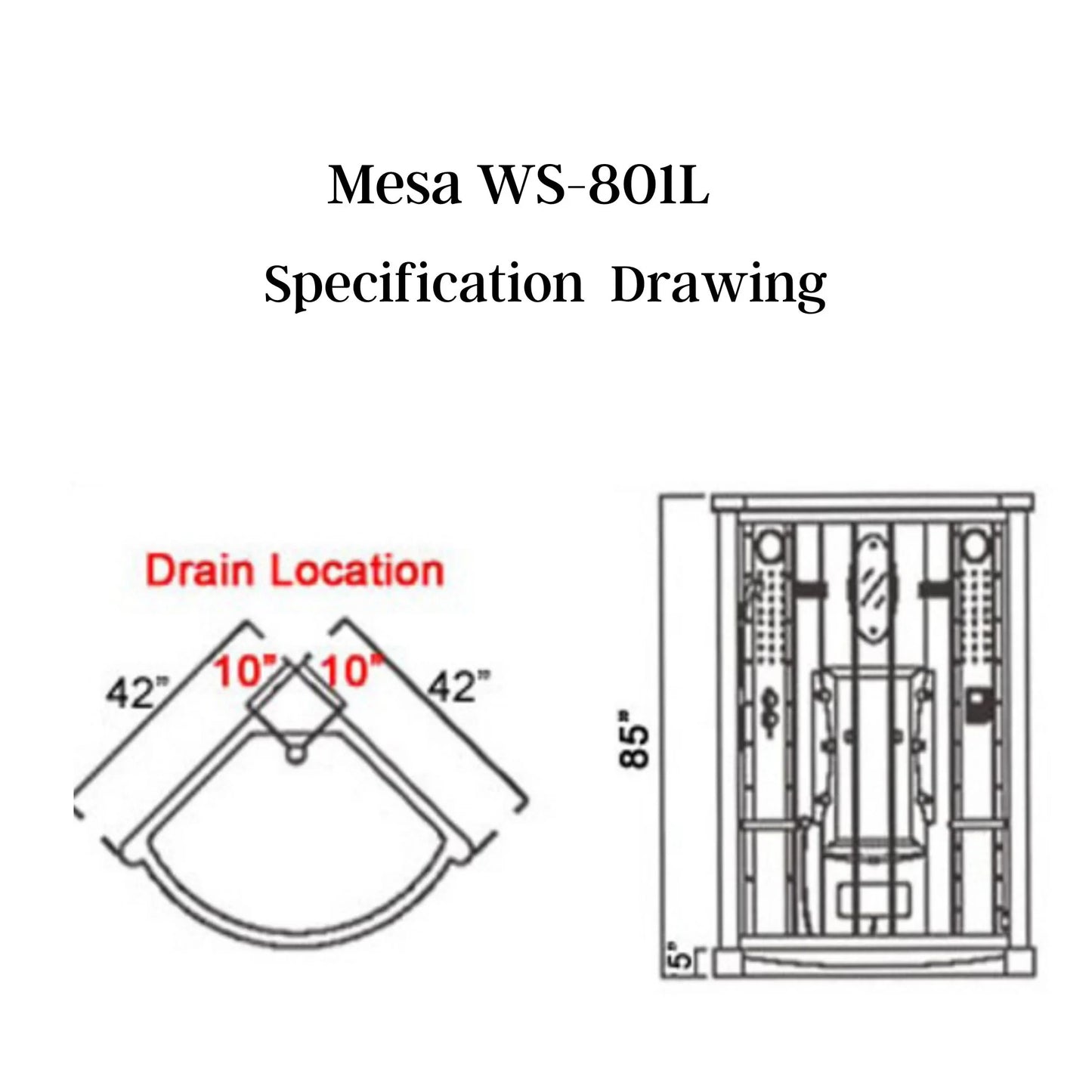 Mesa WS-801L Corner Steam Shower Unit