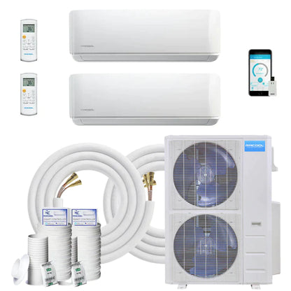 MRCOOL DIY 4th Generation Mini Split 48K BTU 2 Zone Ductless Air Conditioner with Heat Pump and 25 Ft Install Kit - DIYM248HPW01C07